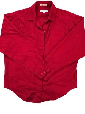 Women's Red Button-Down Shirt - Classic Collared Top
